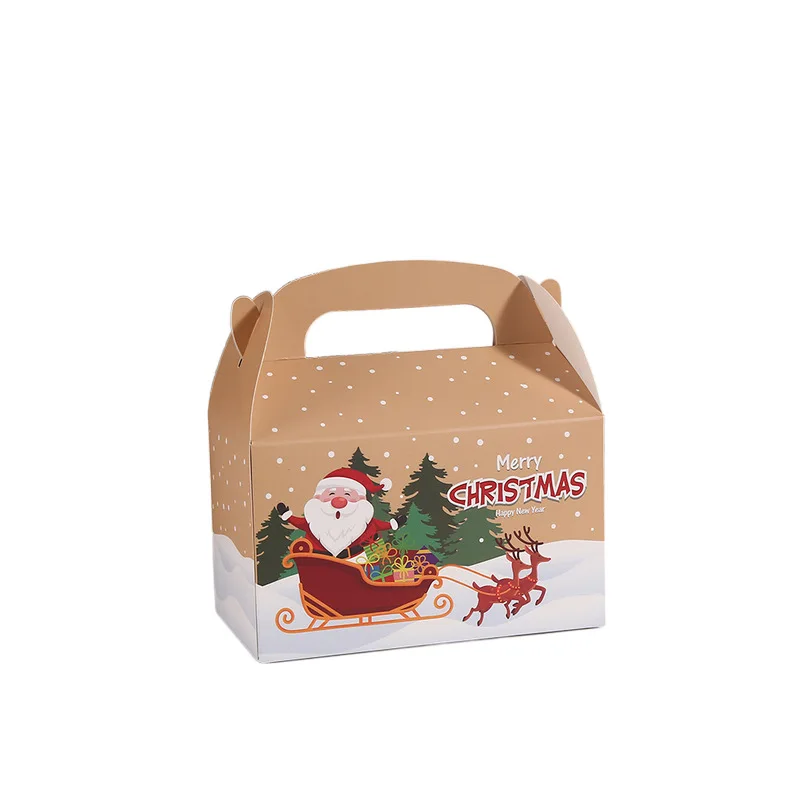 12/24 Stück Kraftpapier Weihnachtsgeschenkbox mit Griff Eve Apple Favor Geschenkverpackung Boxen Neujahr Frohe Weihnachten Partyzubehör – Detail 8