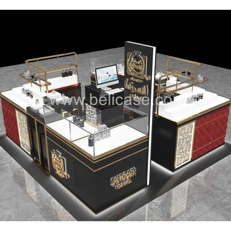 Custom. High end Perfume Display Counter Mall Perfume Booth Kiosk for Latest Perfume Kiosk Design