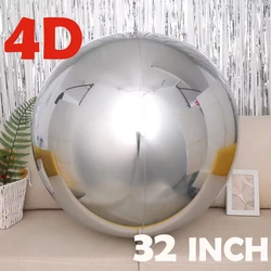 3Pcs 32inch Silver Gold 4D Balloon Foil Mylar Sphere Balloon for Birthday Party Wedding Valentine's Day Baby Shower Decorations