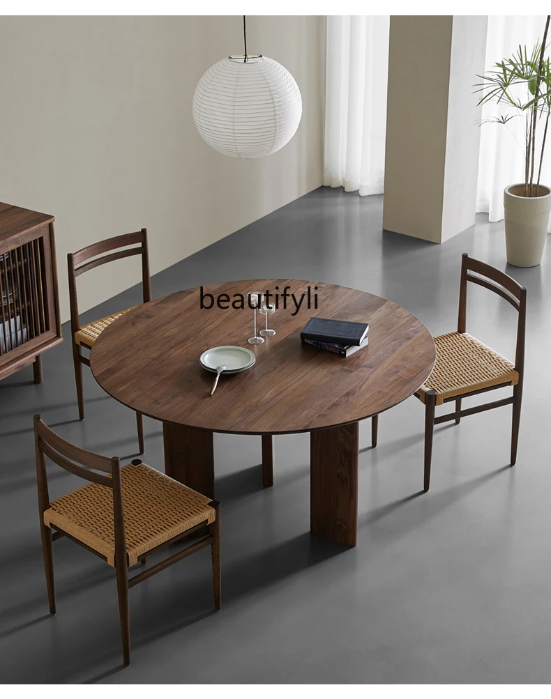 Nordic Simple Solid Wood round Table Silent Style Dining Table Design All Solid Wood Round Table