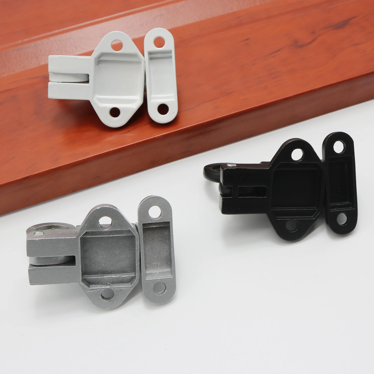 Aluminum Alloy White/Gray Window Gate Security Pull Ring Spring Bounce Door Bolt Automatic Latch Lock Black Grey Window image 6