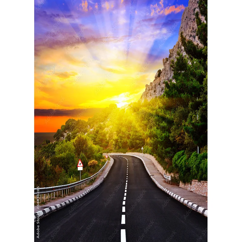 Highway Nature Scenery Photography Backdrops Travel Landscape Photo Backgrounds Studio Props  211228 GLL-07