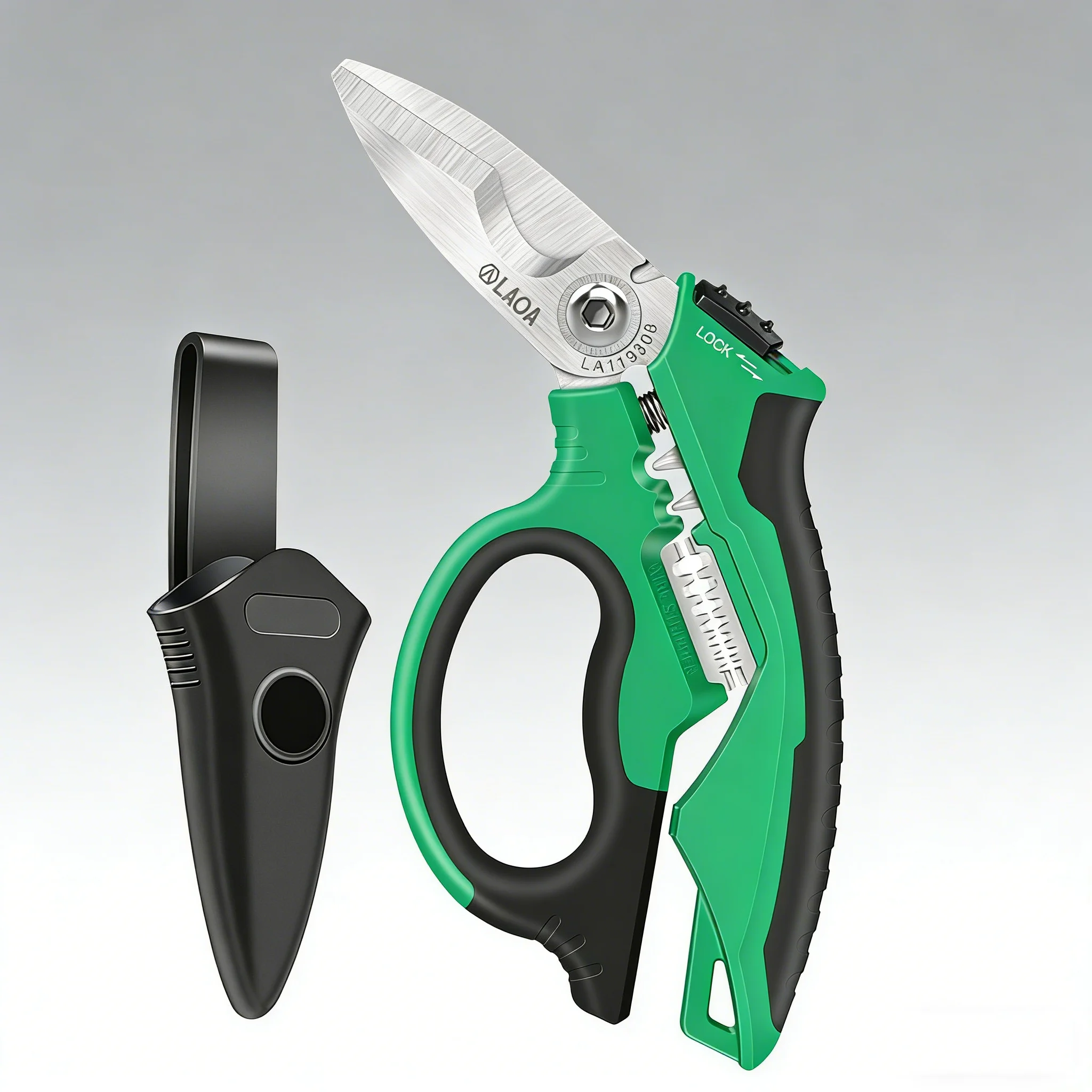 Tijeras Multifuncionales para Electricistas LAOA de 8 Pulgadas, Tijeras Curvas Resistentes para Pelar Cables, Cortar Cables y Crimpar, Herramienta Manual