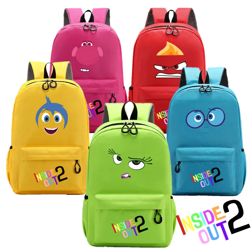 

New Disney Inside Out 2 Cartoon Backpack Joy Anxiety Anger Sadness Large Capacity Waterproof Children School Bag Birthday Gifts