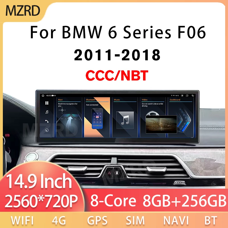 

MZRD Android 14 14.9 Inch 2560*720P For BMW 6 Series F06 2010-2016 CIC NBT System Car Radio Multimedia Player CarPlay LHD
