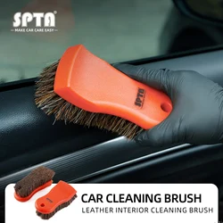 (Single Sale) SPTA Car Interior Cleaning Soft Horsehair Bristles Brush Tool Orange For Auto Leather Detailing Washing