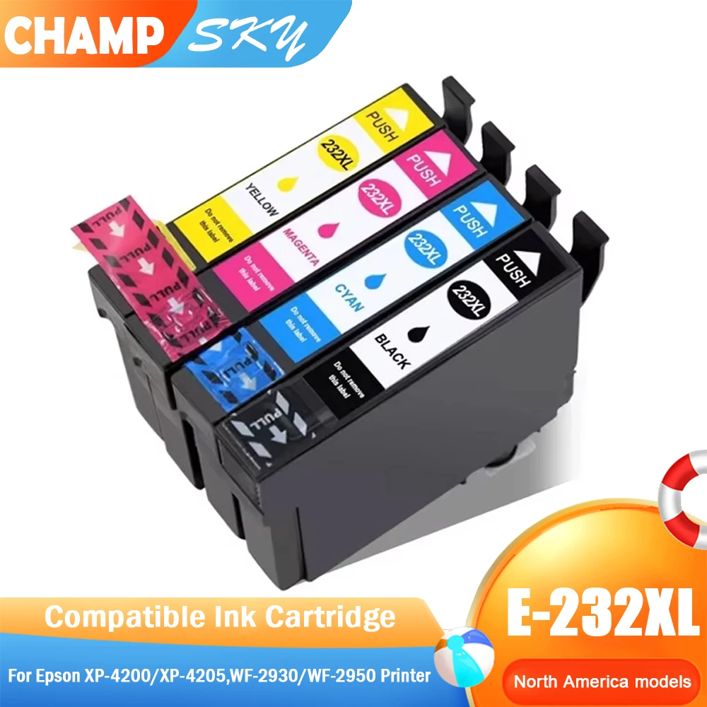 Sky 232 232XL T232XL Premium Compatible Color Inkjet Ink Cartridge for Epson XP-4200 XP-4205 WF-2930 WF-2950 Printer