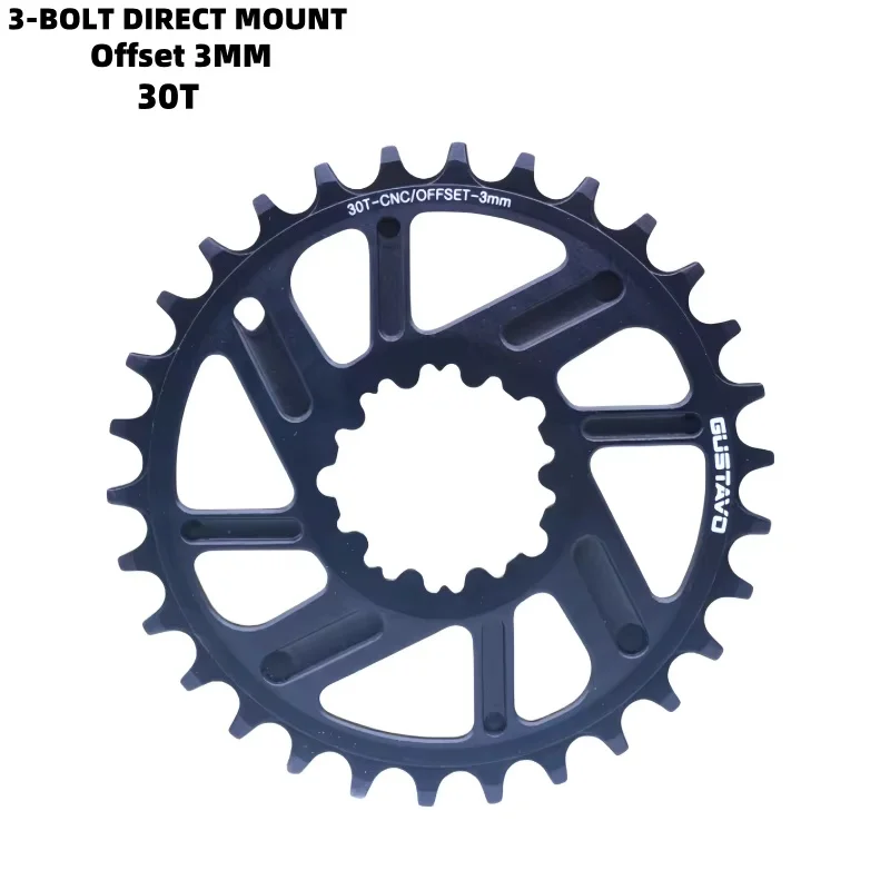GUSTAVO MTB Fahrrad-Kettenblatt 3-Bolzen-Direktmontage, 3 mm versetzt, schmale Zähne, Kettenrad, Kinderfahrrad-Kurbelgarnitur 26/28/30/32T – Detail 5