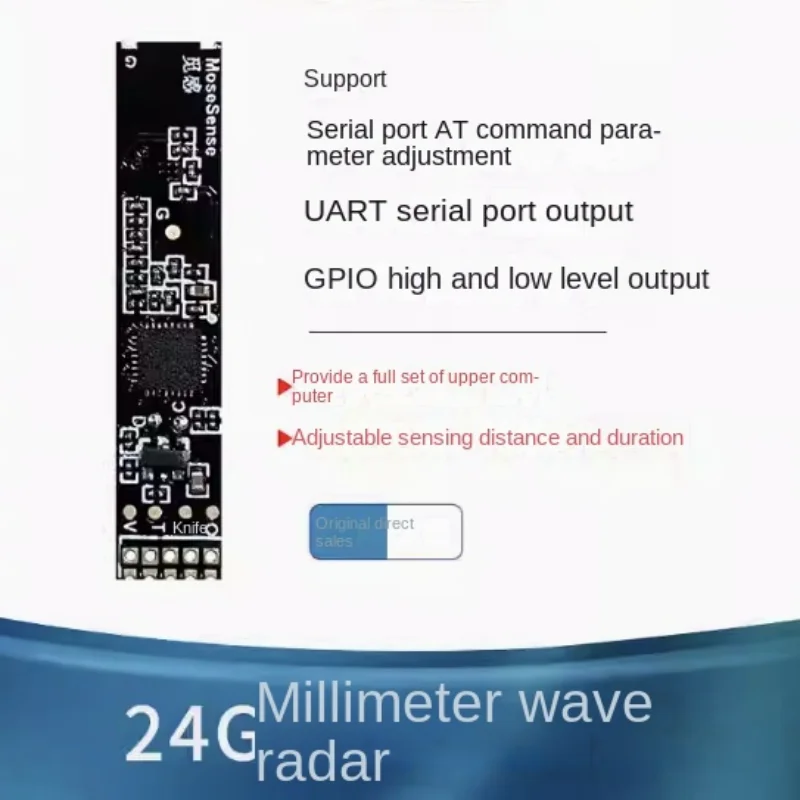 24G human presence sensor millimeter wave radar module ultra-narrow size ranging waving induction breathing detection