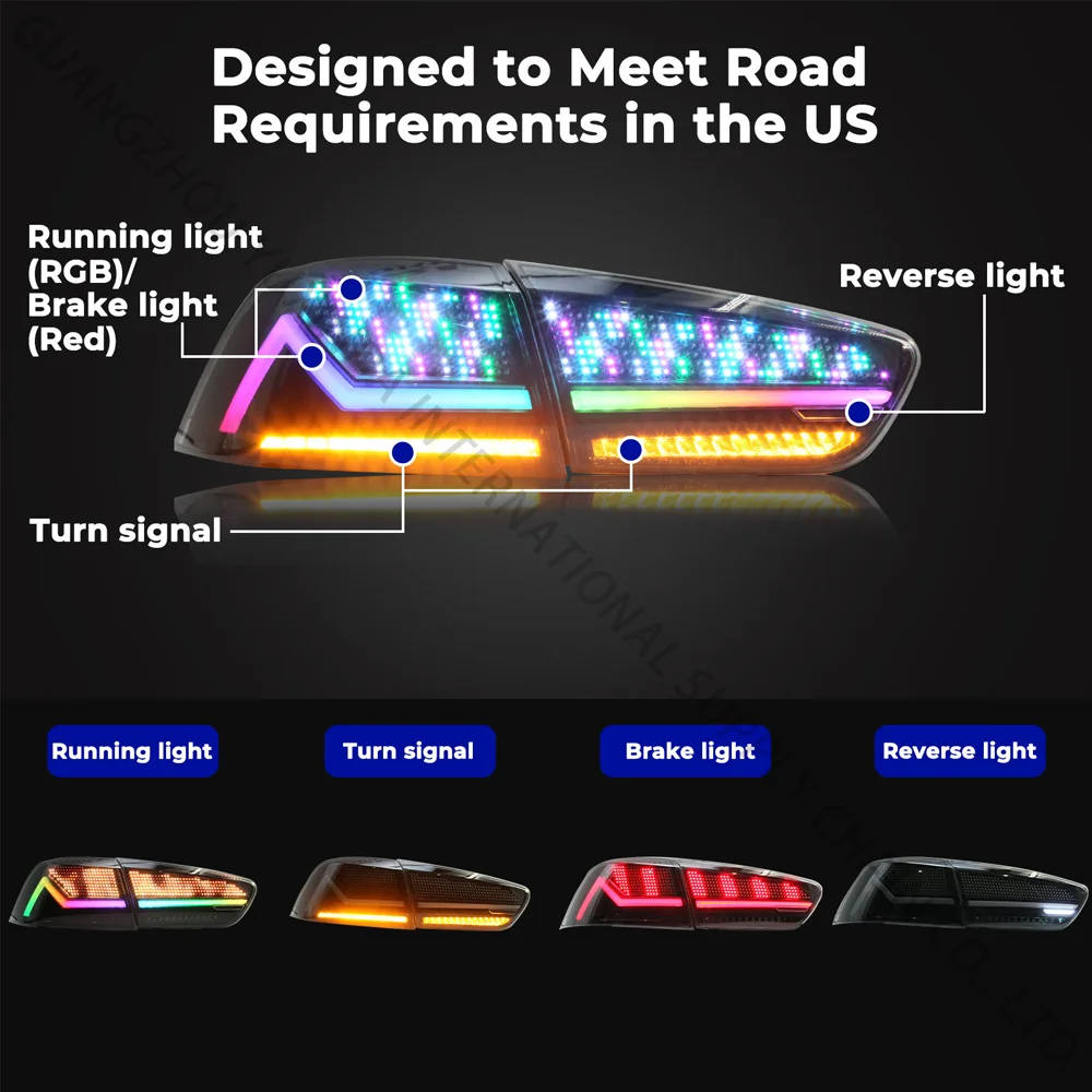سيارة RGB الرقمية LED المصابيح الخلفية اكسسوارات لميتسوبيشي لانسر EX 2008-2017 أجزاء DRL لمبة خلفية بدوره ديناميكي 2015 2017