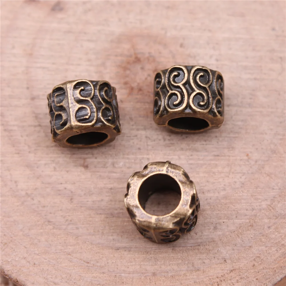 20pcs 9x9x7mm Antique Bronze Color Big Hole Spacer Beads Charms For Jewelry Making A13269