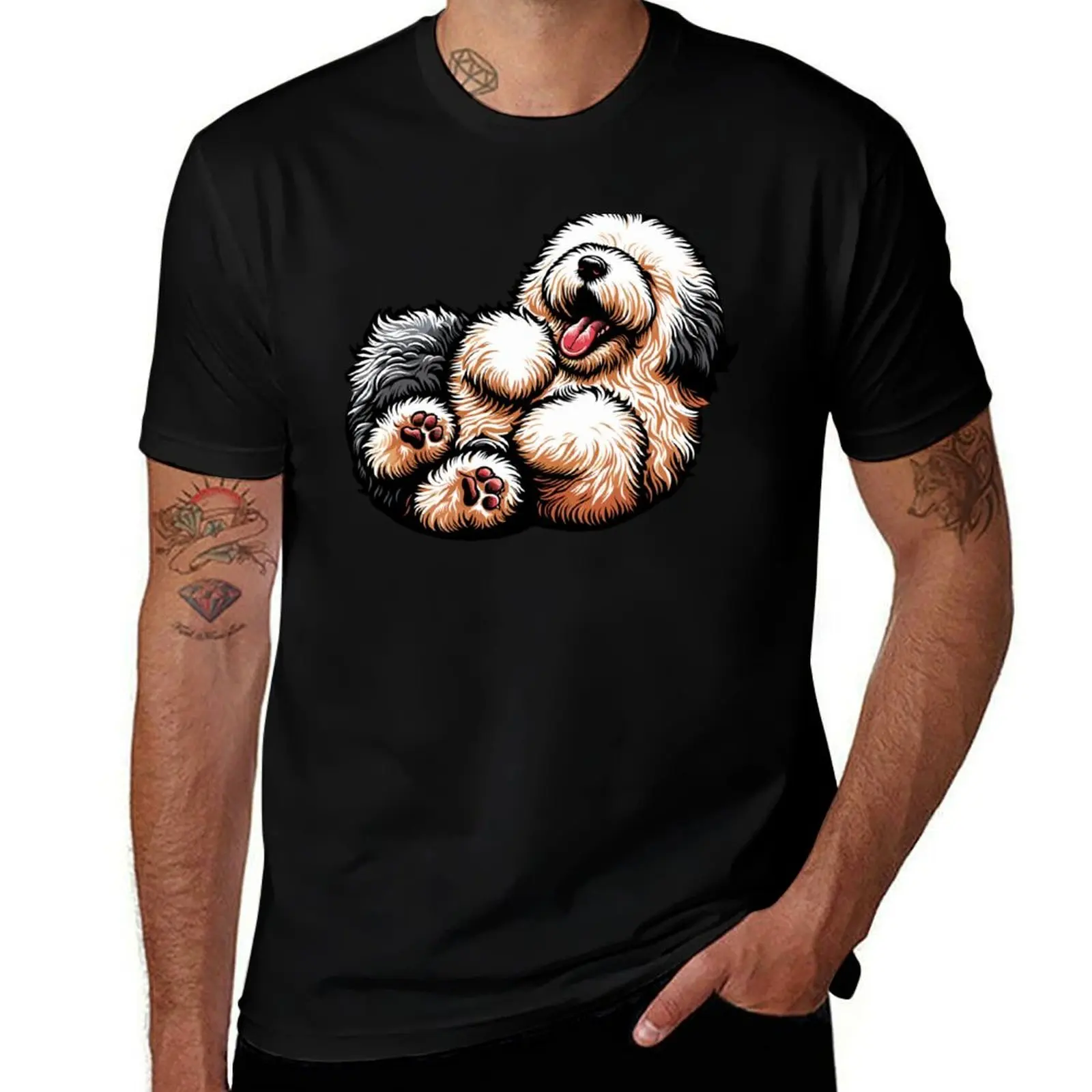 

Old English Sheepdog Funny Cute Old English Sheepdog Puppy T-Shirt tops Short sleeve tee blanks plain t shirts for men cotton