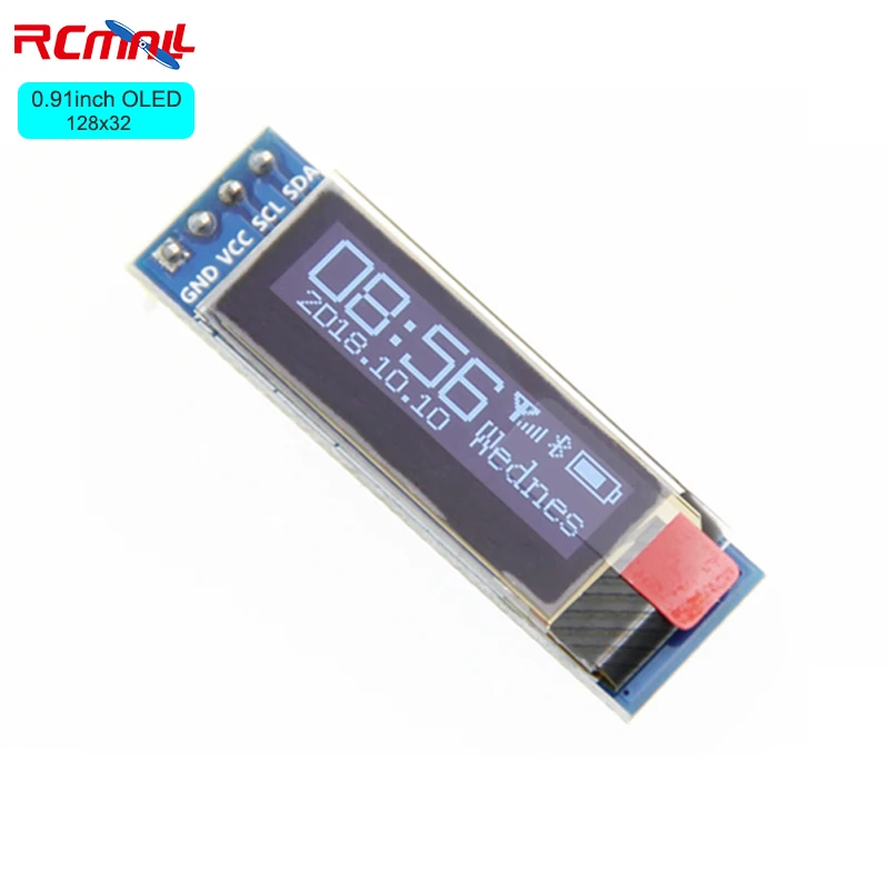 RCmall 0.91 inch OLED Display Module 128x32 Serial Screen IIC Interface for Arduino Raspberry Pi  STM32