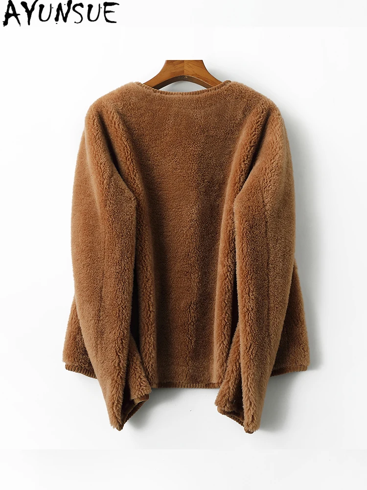 AYUNSUE 100% Natural Wool Jackets Woman 2025 Winter Lamb Fur Jacket Woman Clothes High Quality New in Outerwears Abrigo Mujer