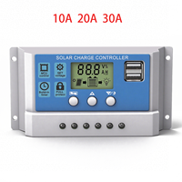 Solar Controller 12V/24V 30A 20A 10A Solar Regulator PWM Battery Charger LCD Display Dual USB 5V Output panel control