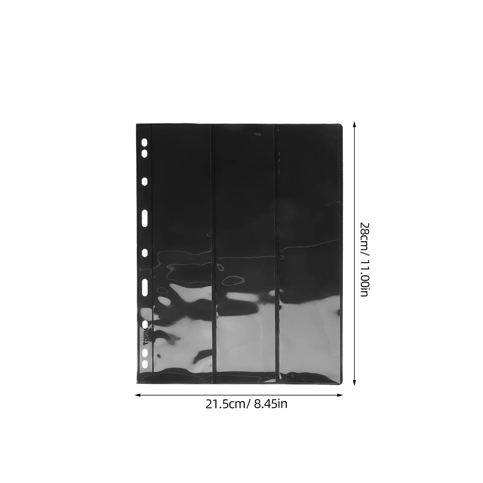 10pcs Album Pages Black Background 3-Slot Pet Sleeves For Stamp Collecting Organizing Display Stamp Storage Sheet Scrapbook