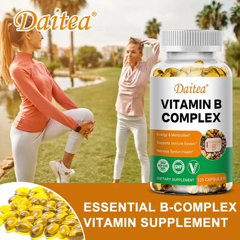 Daitea cápsulas de vitamina B Compound VB B1 B2 B3 B5 B6 B7 B9 B12, mejor estado de ánimo, ayuda al sistema nervioso y suplemento de Soporte de Energía