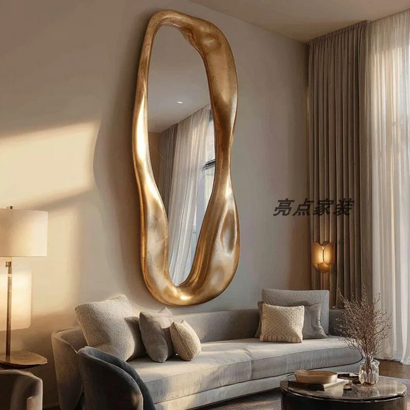 French retro full-length mirror premium fitting mirror irregular art wall-mounted special-shaped mirror