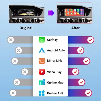 適用於賓士S-ClassW222 W217 NTG5.0 2014-2018的無線CarPlay,支援Android Auto、Mirror Link、AirPlay和CarPlay功能 10 最佳銷售 賓士W217 - №6