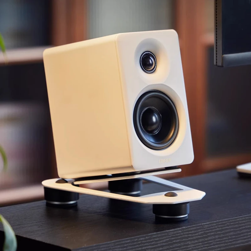 Desktop Speaker Stands for v3v6, Metal Isolation Pads for Studio Monitors, Shock-Absorbing Brackets with Dual Baffle Design
