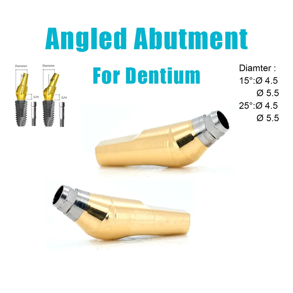 For Dentium Dental Angled Abutment Titanium Implant Abutment 15 25 Degree Pre-Milled Custom Abutment Lab Material 10Pcs/Set
