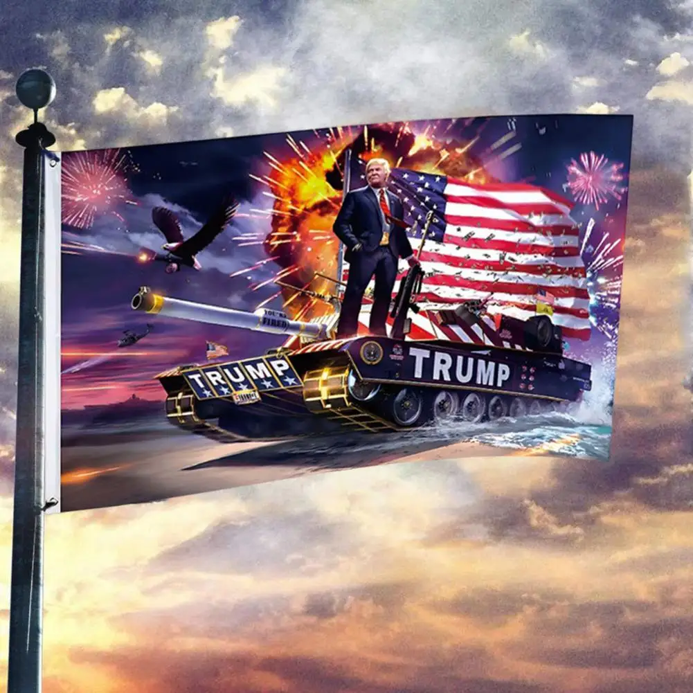 Reversible Campaign Flag Trump 2024 Double Outdoor Flags Fade-resistant Yard Banners for America Election Decorative for Home