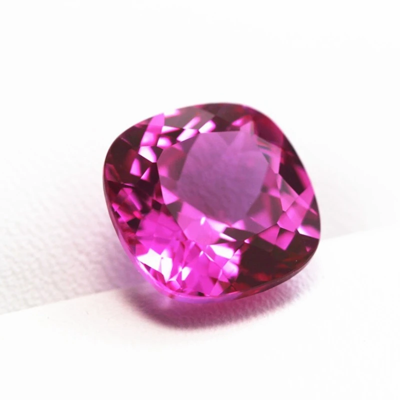 Hübscher Rubinschmuck im Kissen-Schliff 10×10mm, UV-Test bestanden, rosa Rubin, Mohs-Härte, für Schmuckherstellung/Sammlung/Geschenk, Edelstein – Detail 5