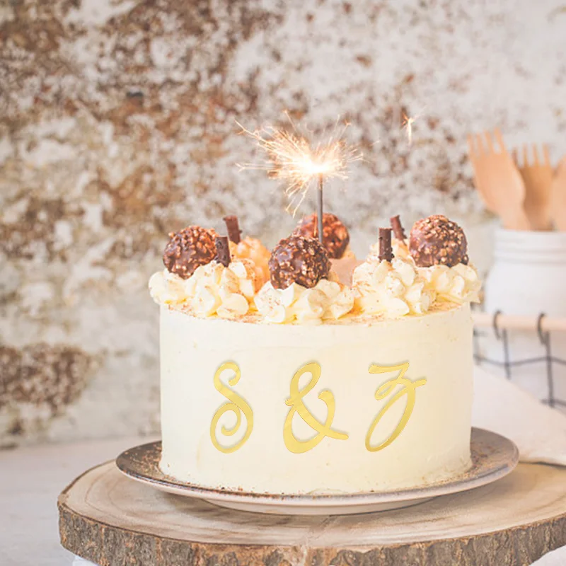 Golden Mirror Acrylic English Letter Alphabet Cake Decor DIY Personalise Name Cake Topper For Wedding Birthday Party Cake Decor - Image 4