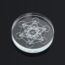 Metatron Cube Crystal Display Stand Base Archangel Angel Seal Sacred Amulet Glass Pedestal Holder Collectibles Paperweight Decor