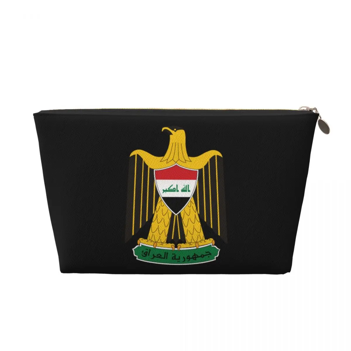 Custom Emblem Of Iraq Makeup Bag Women Travel Cosmetic Organizer Kawaii Iraqi Flag Eagle Storage Toiletry Bags