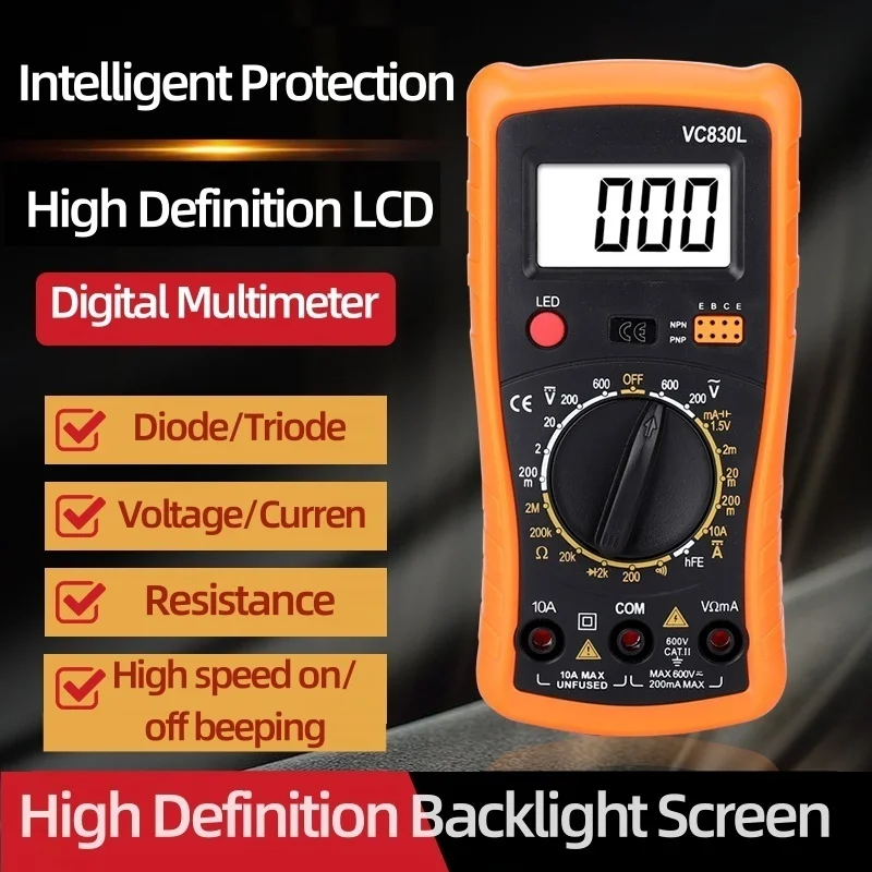 VC830L counts Digital Multimeter AC/DC current Voltage Tester Electrical Test Meter Profesional Analog Multimetr