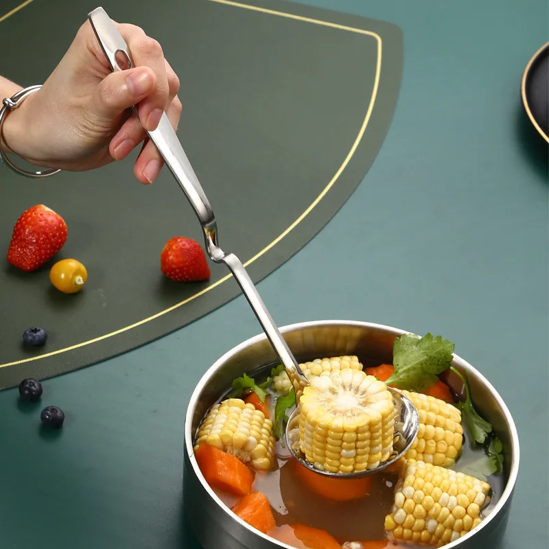 

Половник для супа с длинной ручкой, сервировочная ложка из нержавеющей стали, кухонный бульон, столовые ложки, скиммер, домашняя посуда, кухонная утварь