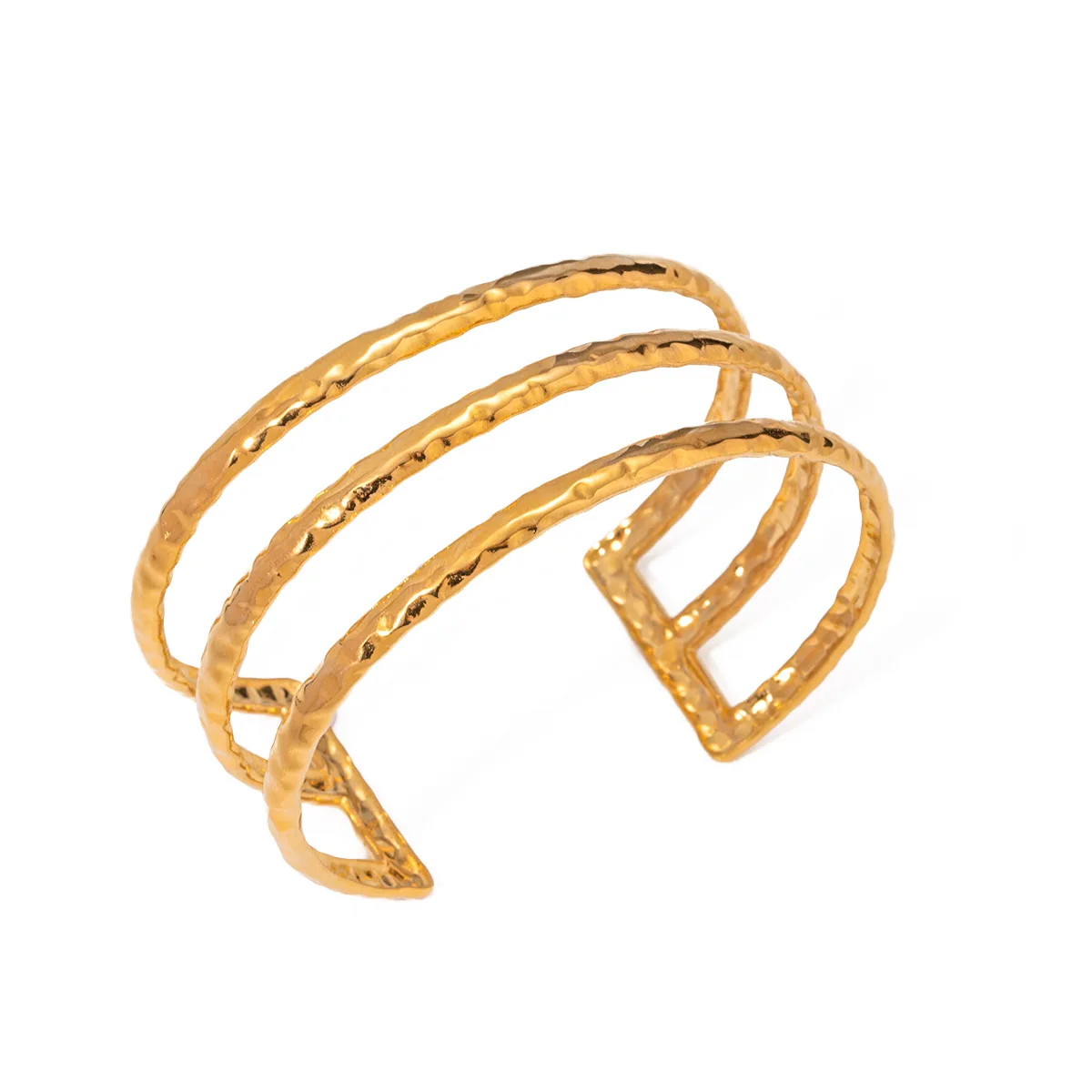 

Stainless Steel PVD 18K Gold Plated Tarnish Waterproof Cutout Bangles For Woman Jewelry Wholesale INS