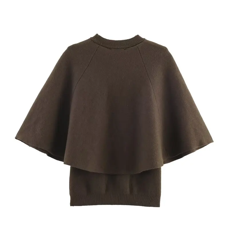 سترة نسائية جديدة لخريف 2025 محبوكة ort Sve ذات طبقات Sve مستديرة Ne سترة متعددة الاستخدامات بسيطة للسيدات #4