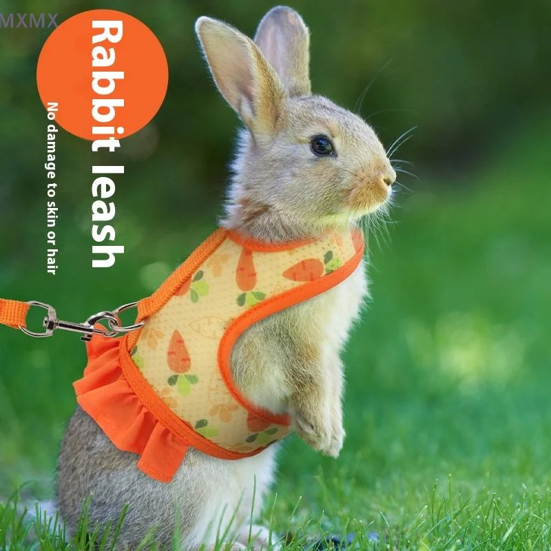 

Cute Adjustable Rabbit Harness Outdoor Leash Buckle Breathable Mesh Vest Skirt Bunny Guinea Pig Small Pet Traction Harness Suit