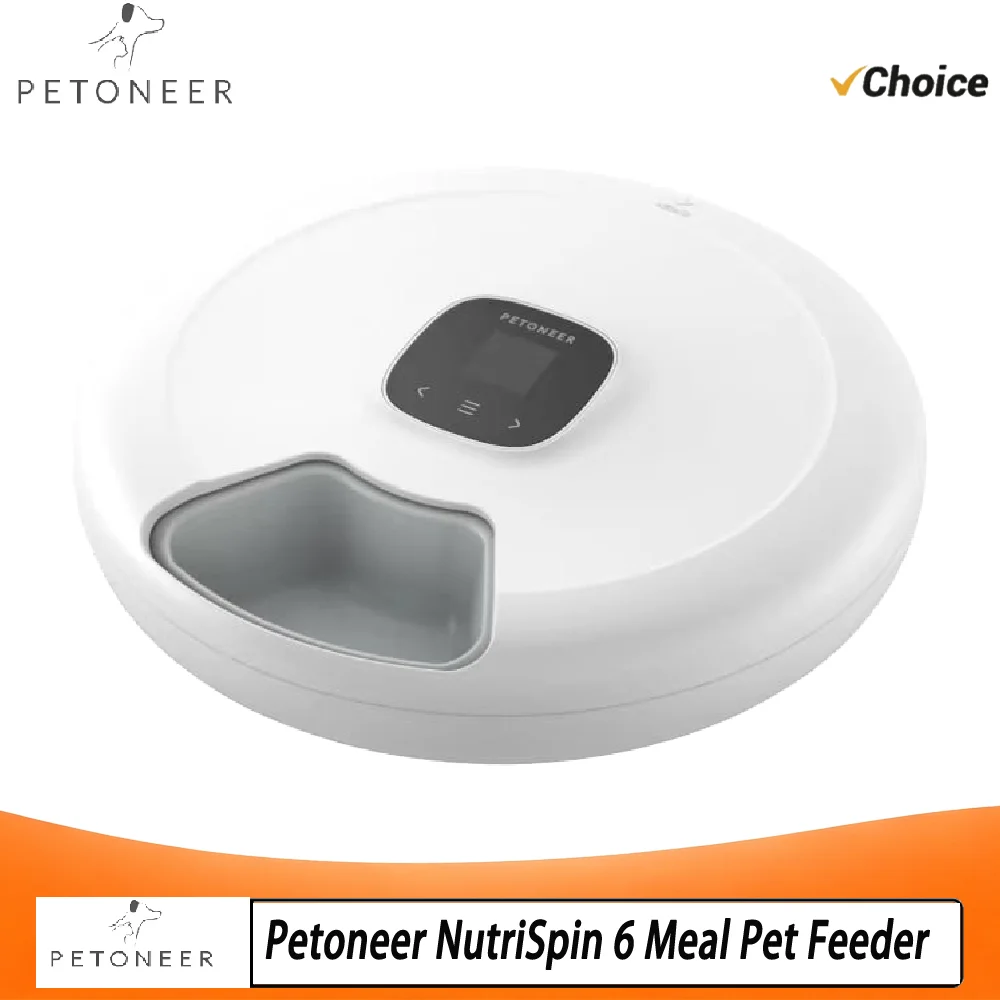 Petoneer NutriSpin Smart Rotating Pet Feeder Bluetooth App Timed Dispenser 6 Tray For Cats Small Dogs Easy Clean