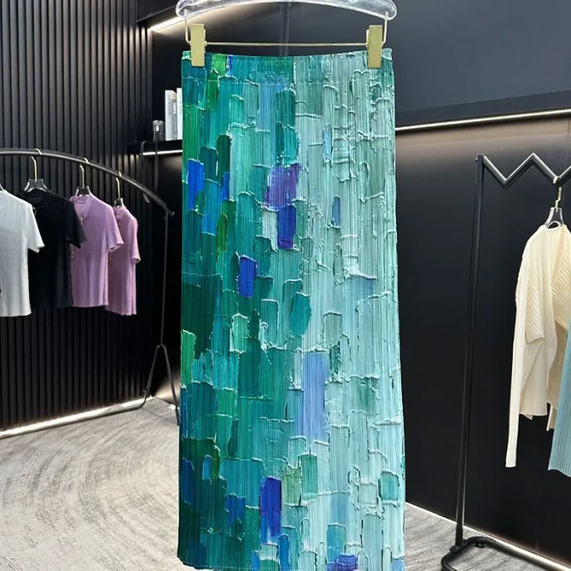 

Плиссированная юбка Летняя тонкая драпированная маленькая особа, которая выглядит тонкую эластичную талию Темпераментная возрастная плиссированная юбка с прямым разрезом