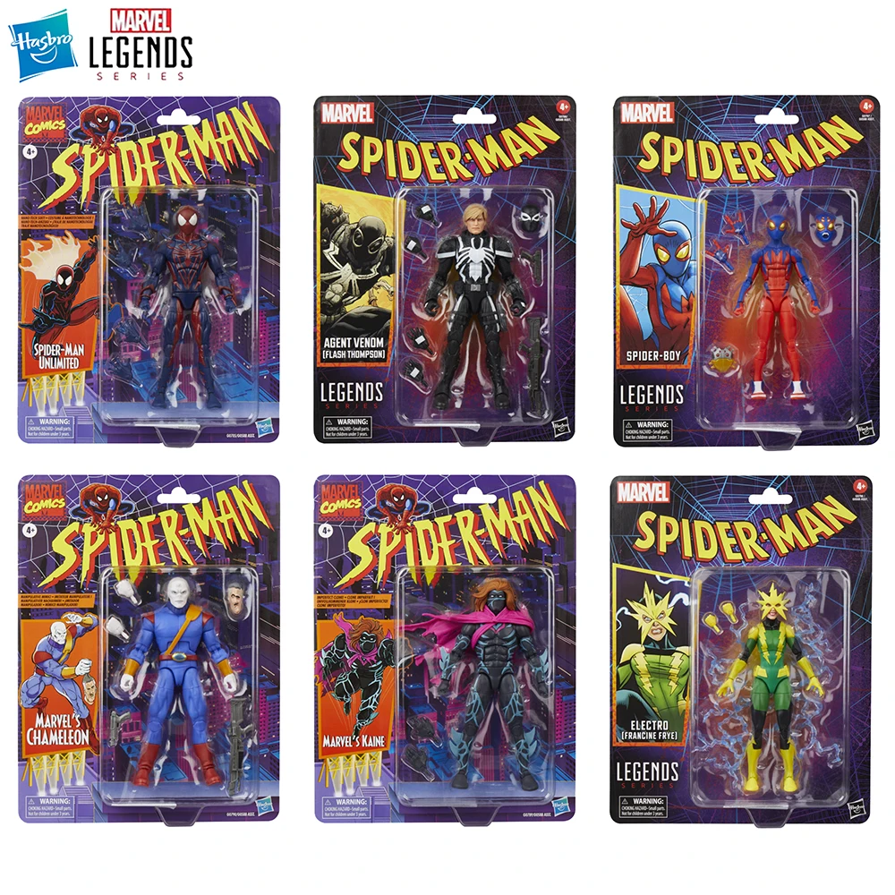 

[In-Stock] Hasbro Marvel Legends Series Chameleon, Kaine, Spider-Man Unlimited, Spider-Boy, Electro and Agent Venom 15cm Toy