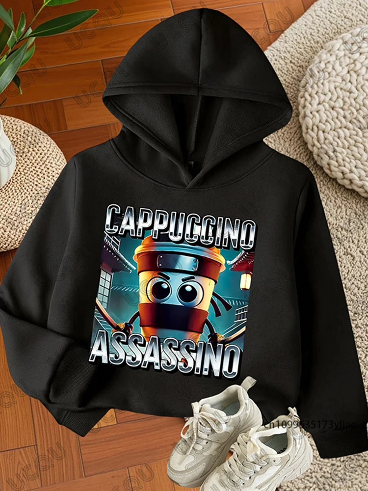 

Italian Brainrot Animals Cotton Children Hoodie Cappuccino Assassino Autumn Long Sleeve Sweatshirt Funny Cute Kids/Adult Tops