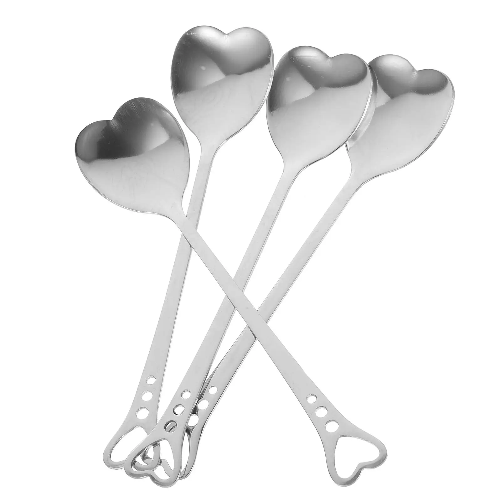 

4 Pcs Kitchen Spoon Cake Heart Shape Spoons Coffee Stainless Steel Stirring Mixing