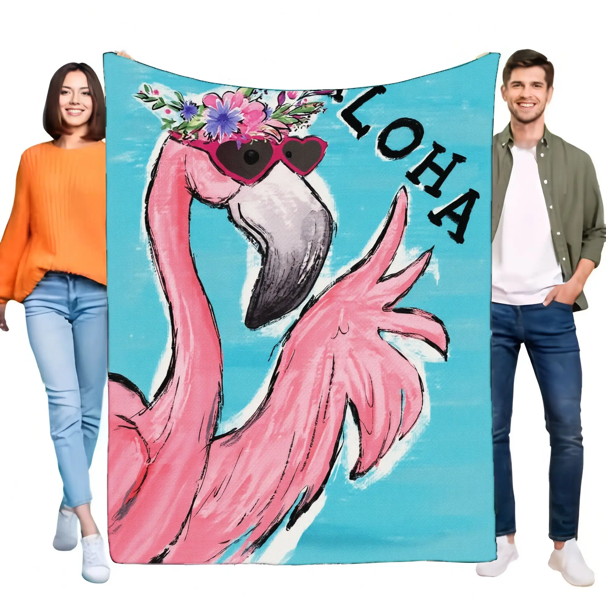 بطانية ألوها فلامنغو مريحة متعددة الأغراض لديكور المنزل هدية لمحبي الشاطئ ناعمة وخفيفة الوزن مثالية للنزهات والأريكة