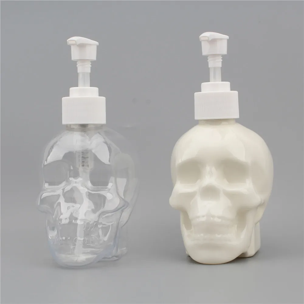 350ml Pump Bottle Creatived Skull Hand Soap Bottle Bathroom Supplies Liquid Soap Dispenser Shower Gel Shampoo Refillable Bottle