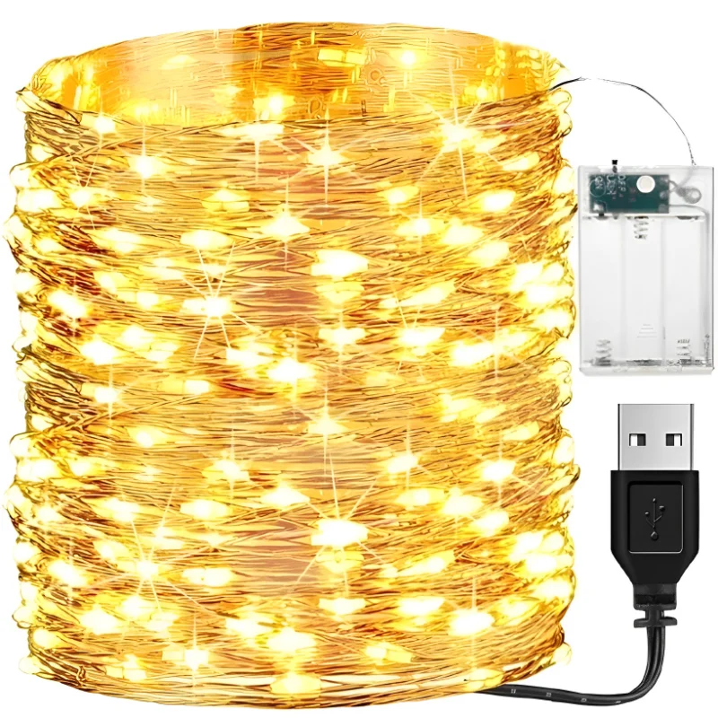 

2/3/5/10M LED Copper Wire String Lights USB/Battery Fairy Light Garland Lamps for Festival Wedding Party Outdoor Xmas Decoration