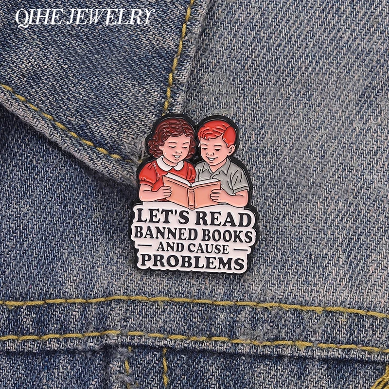 Let's Read Banned Books And Cause Problems Brosche Emaille Pins Humor Sarkastische Broschen Kleidung Revers Abzeichen Schmuck Geschenk Freunde