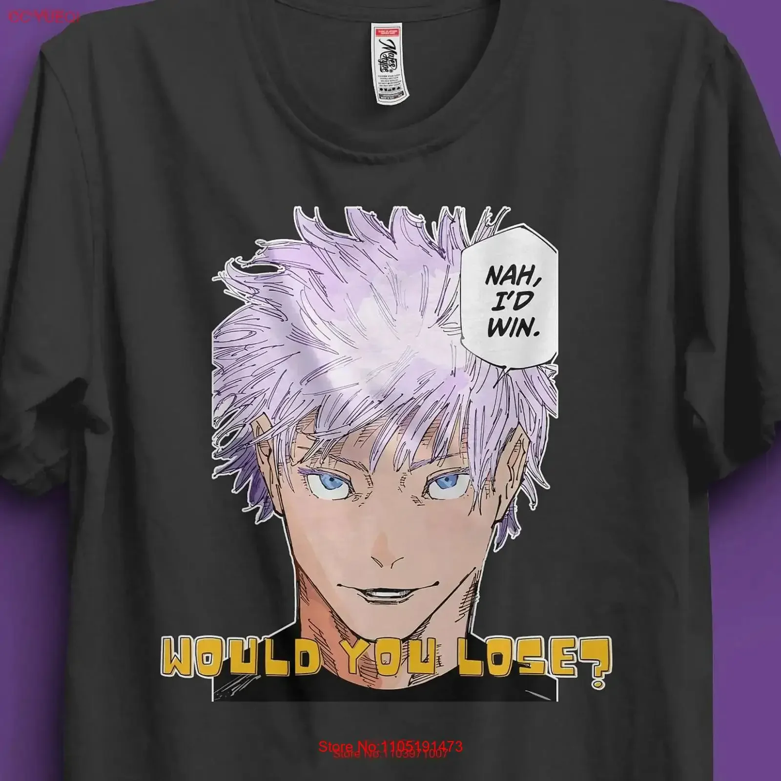 قميص Nah id win jujutsu kaisen lobotomy gojo Jogoat Meme T قميص مغسول عتيق للارتداء اليومي ملابس مصممة ملابس الشارع الشهير #1