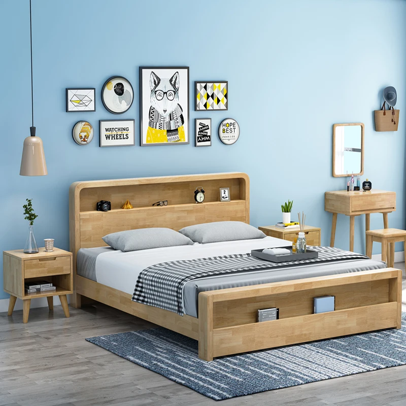 Bedroom Furniture Wood Storage Beds Simple Style  Children Furniture Sets Bedroom Modern