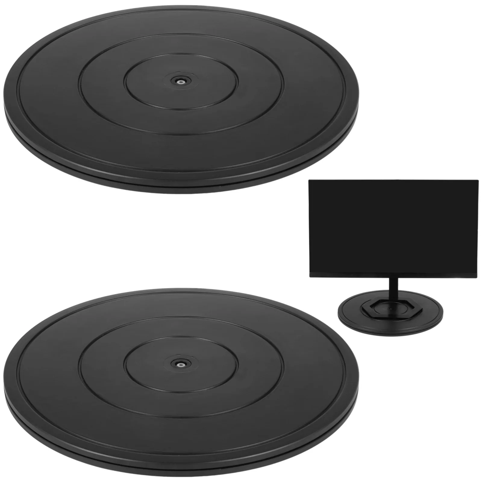 

2Pcs Lazy Susans 16" Turntable Swivel Stands Plastic Swivel Bases Double-Sided Rotating Flat Stands For Arts Monitor Crafts TV