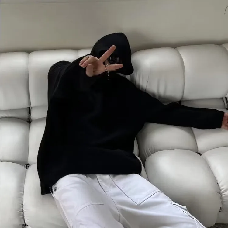 

Мужской свитер большого размера на молнии, осенне-зимний, вязаный, в корейском стиле, для полных мужчин