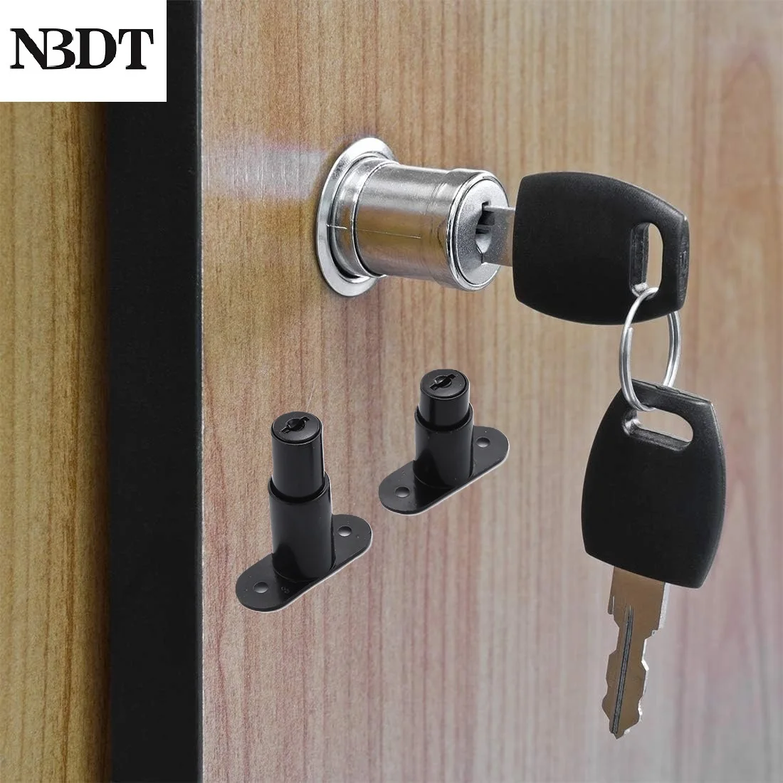 10Pcs Push Plunger Lock For Cabinet Sliding Door Silver Black