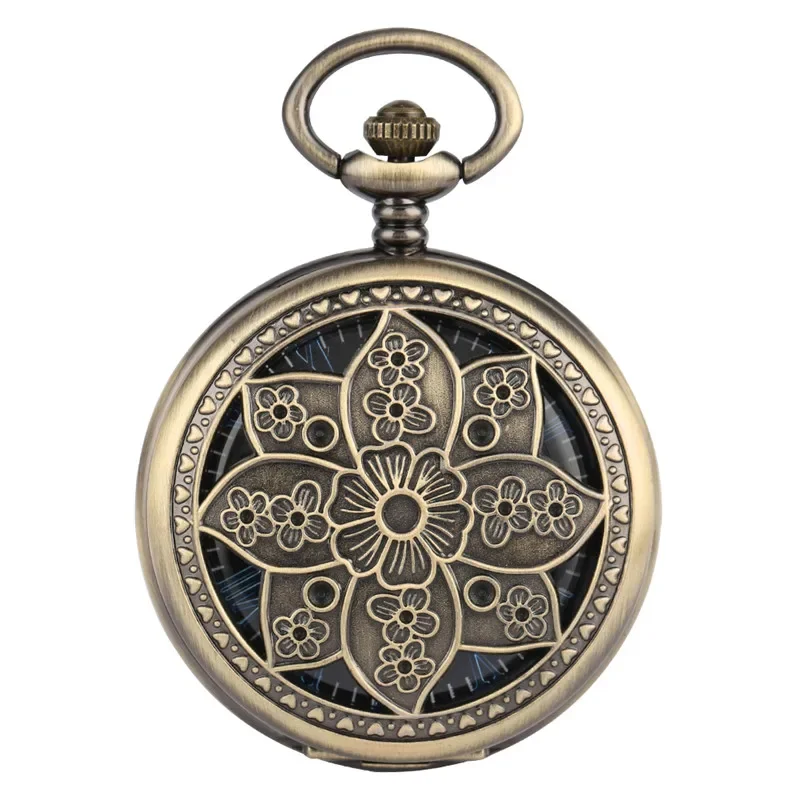 Exquisite Hollow Lotus Flowers Men Women Mechanical Hand Wind Pocket Watch Vintage Skeleton Clock Best Gift Reloj